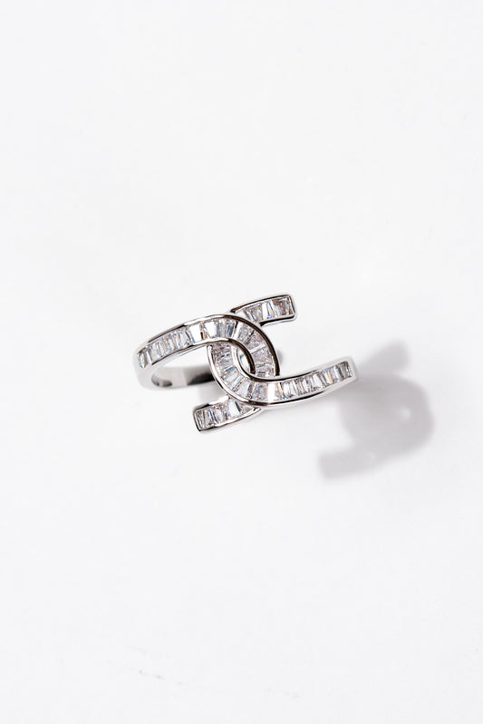 Zara Rhinestone Baguette Adjustable Ring