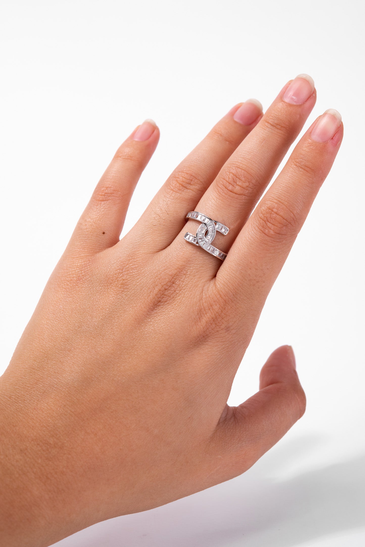 Zara Rhinestone Baguette Adjustable Ring