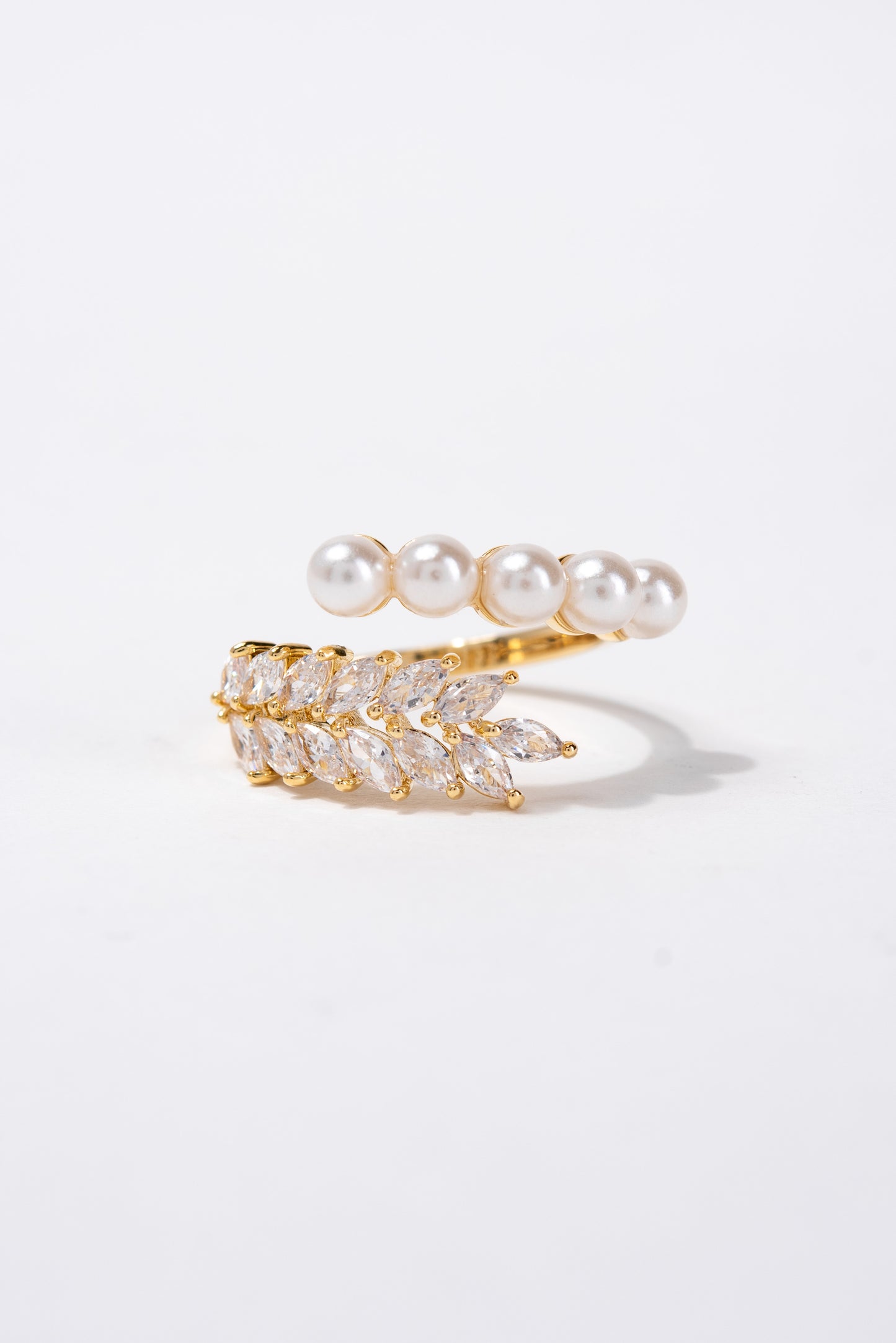 Ashley Vine Pearl CZ Rhinestone Ring