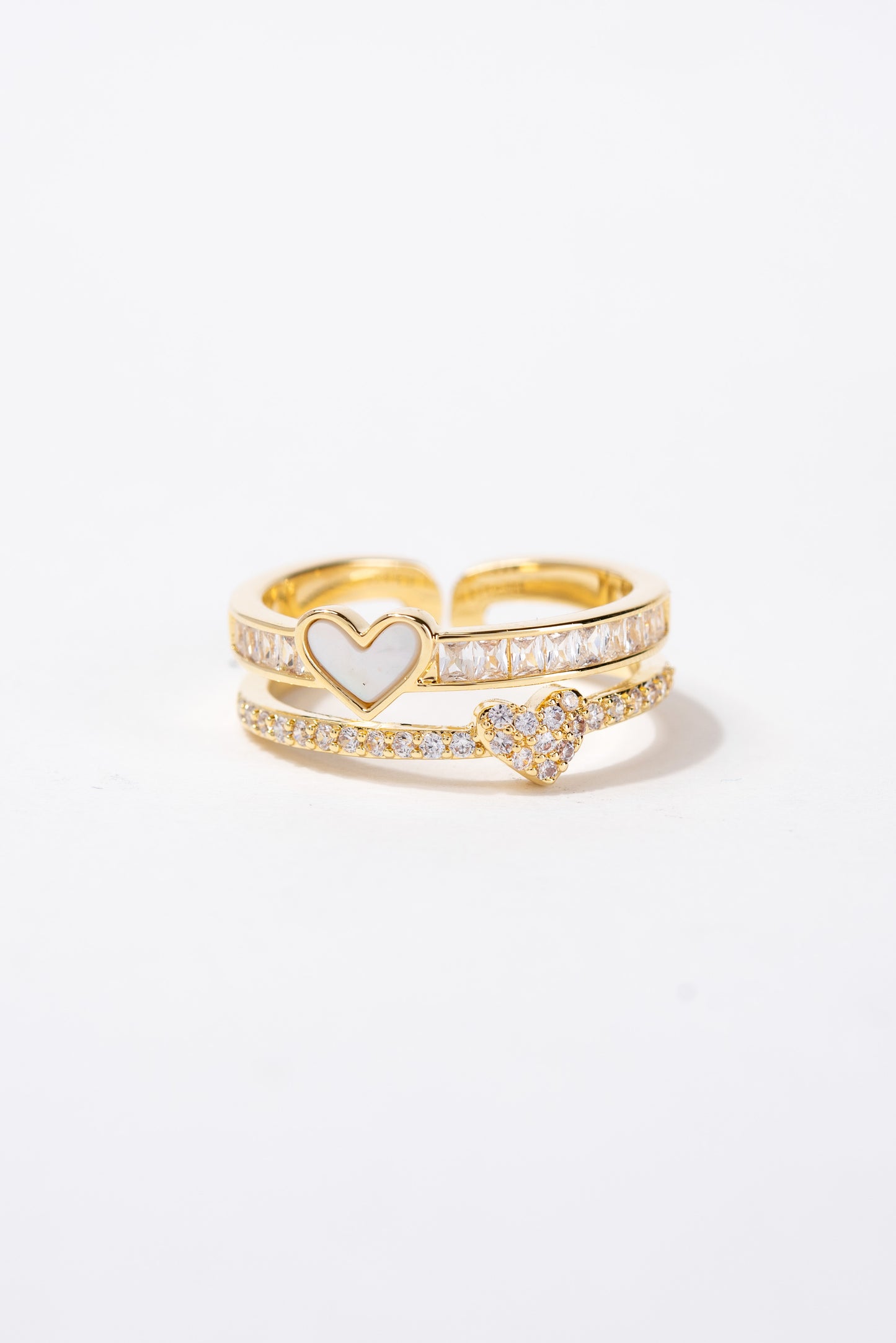Kylie Double Heart CZ Rhinestone Ring