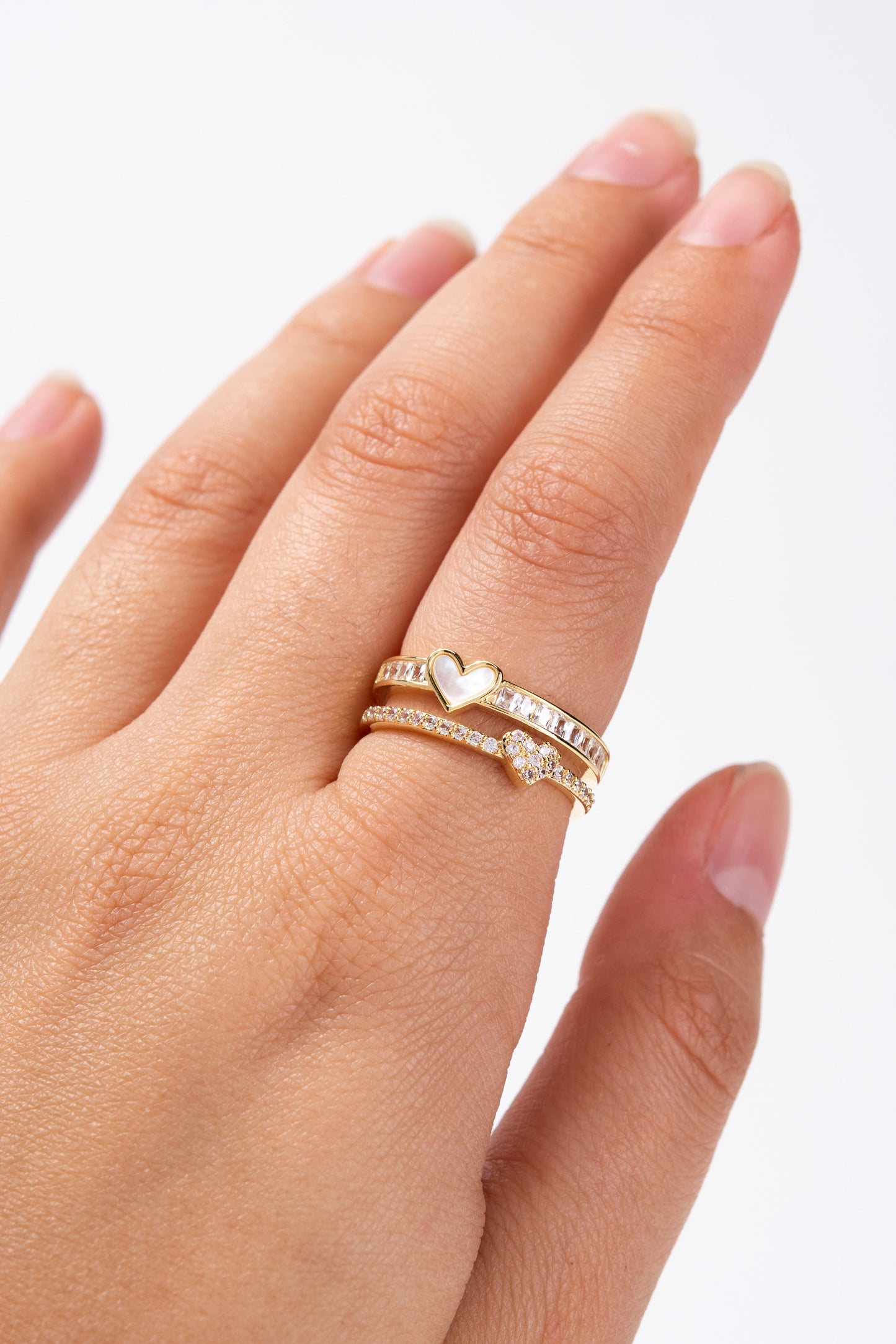 Kylie Double Heart CZ Rhinestone Ring