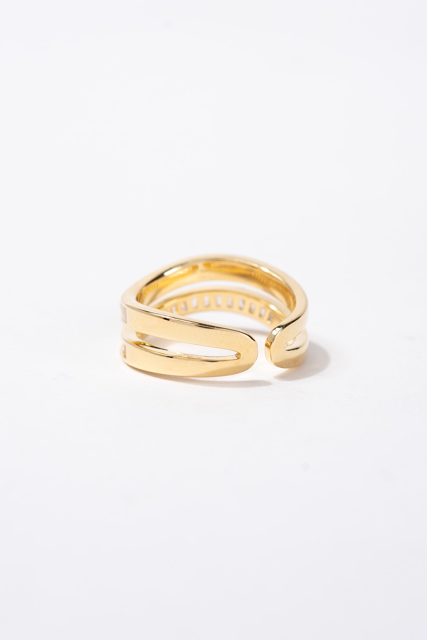 Melanie Double Row Pearl CZ Rhinestone Cuff Ring