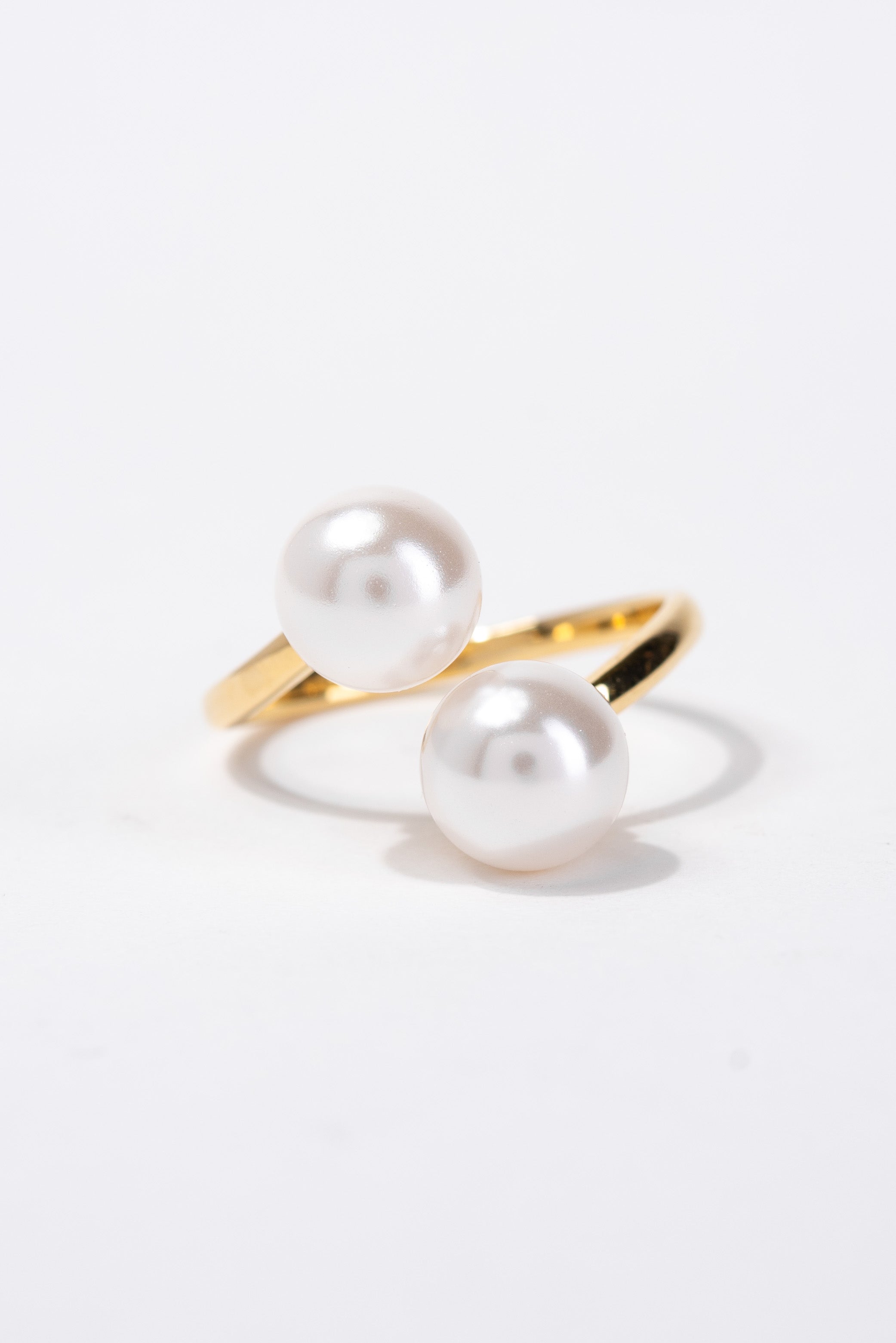 Steph Double Pearl Cuff Ring | Gold