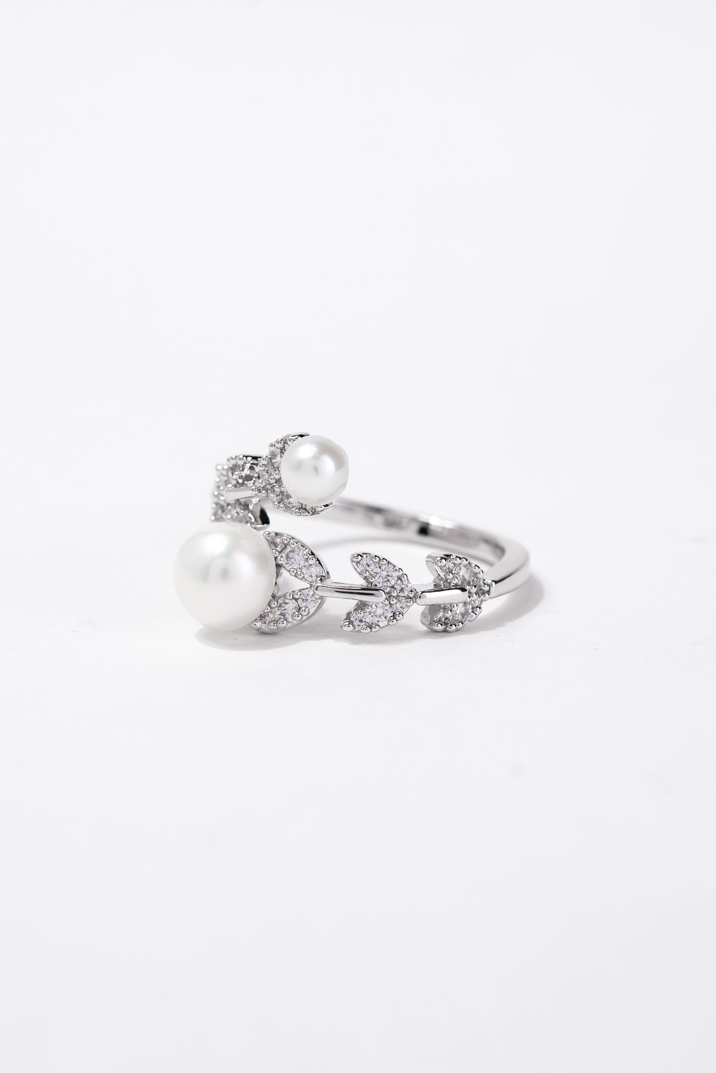 Jeni Double Pearl Vine CZ Rhinestone Ring