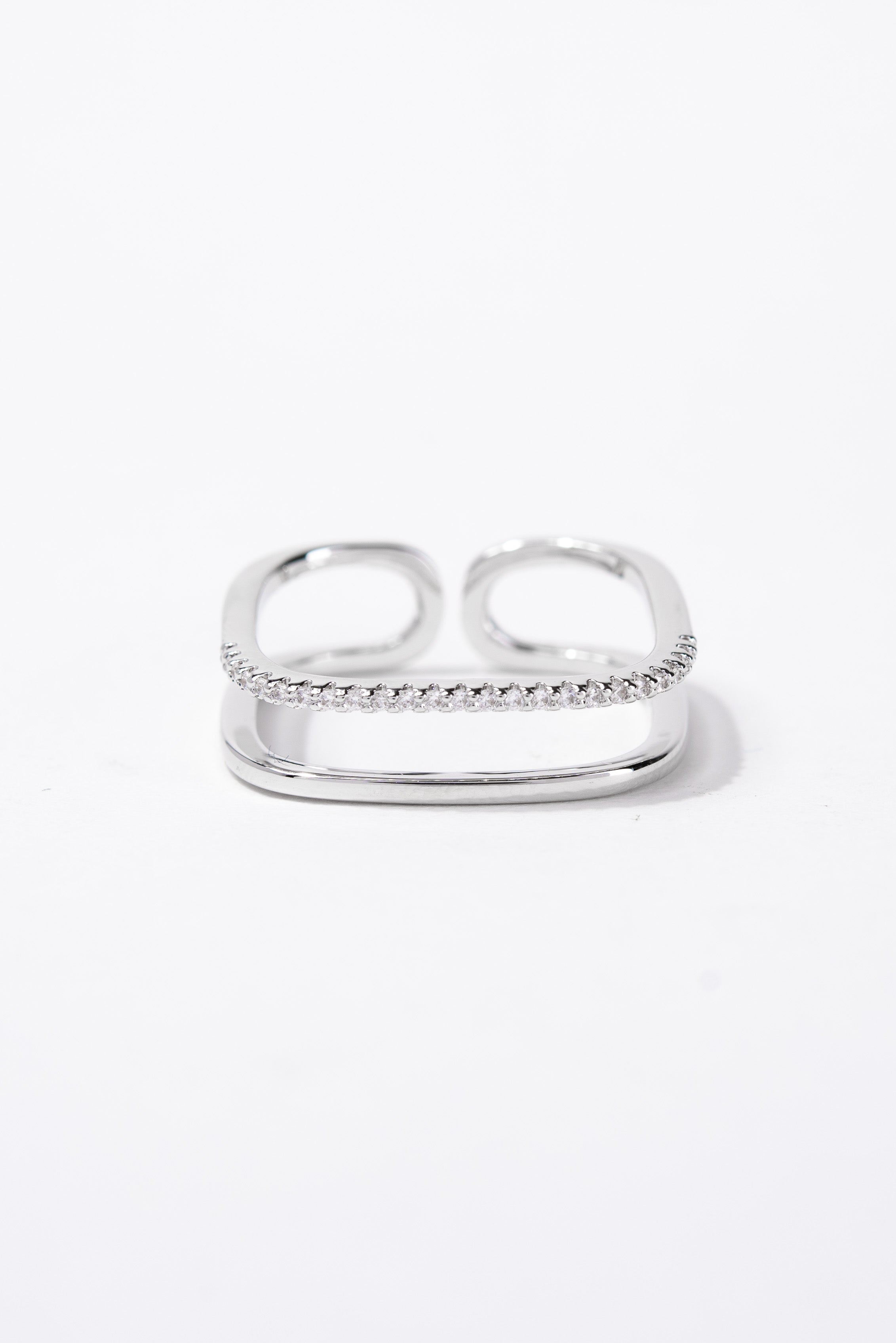 Yuliana Double Row CZ Rhinestone Cuff Ring