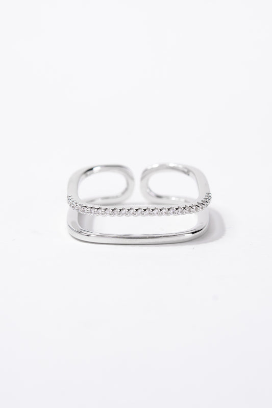 Yuliana Double Row CZ Rhinestone Cuff Ring