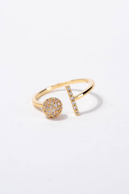 Kelly CZ Rhinestone Cuff Elegant Ring | Gold
