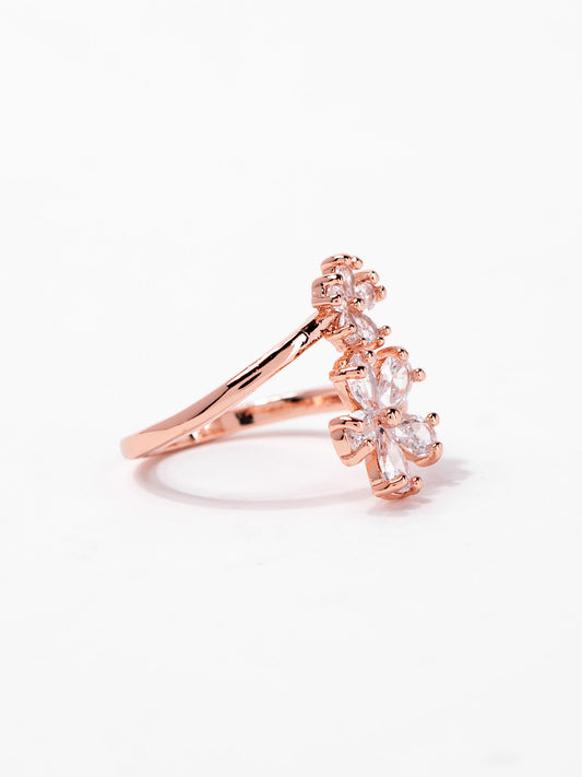 Camila CZ Floral Wrap Ring | Rose Gold