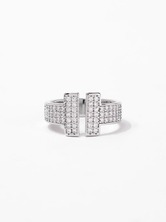Audrey Double Rhinestone CZ Cuff Ring