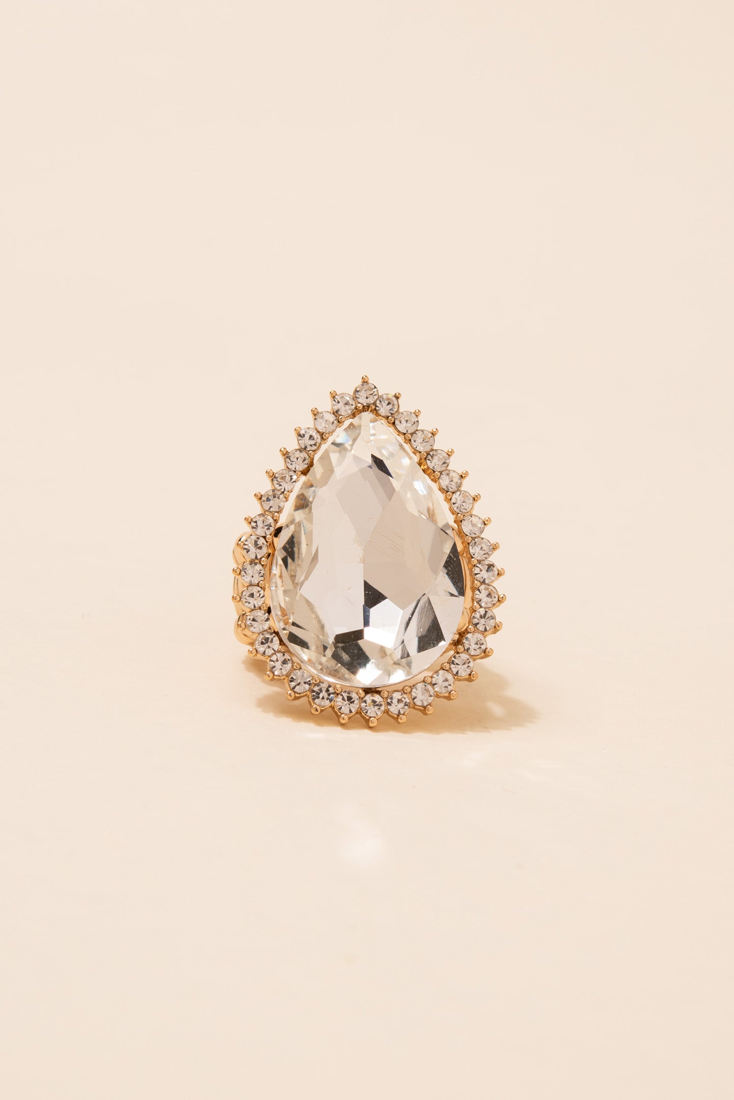 Lila Teardrop Gem with Halo Stretch Ring
