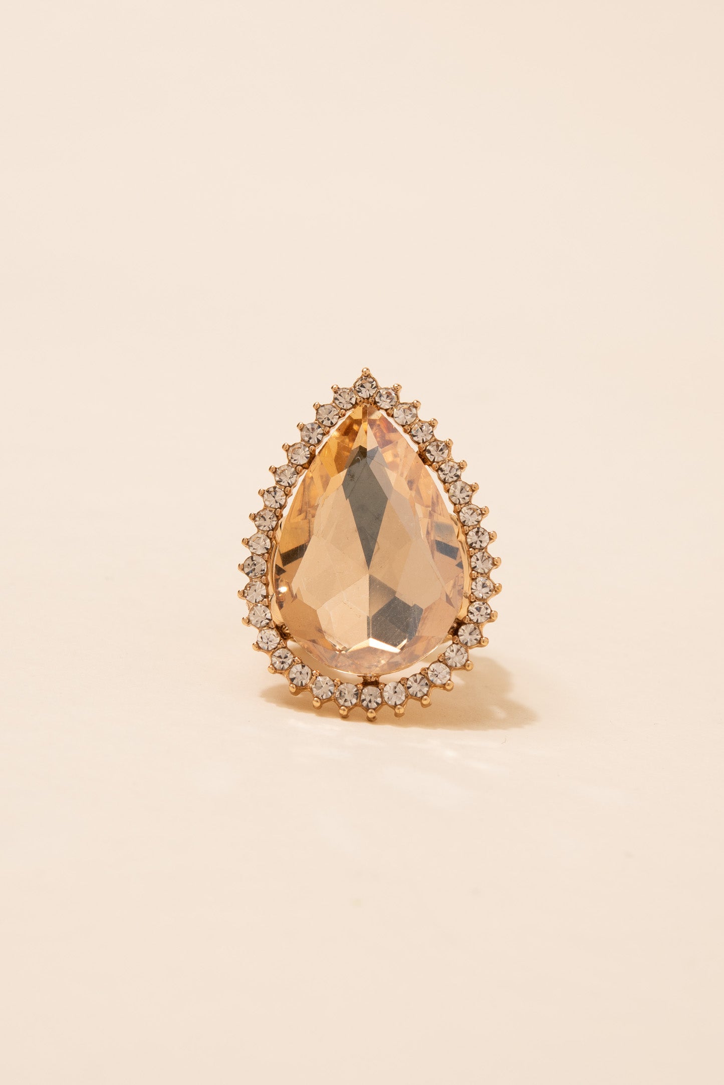 Lila Teardrop Gem with Halo Stretch Ring