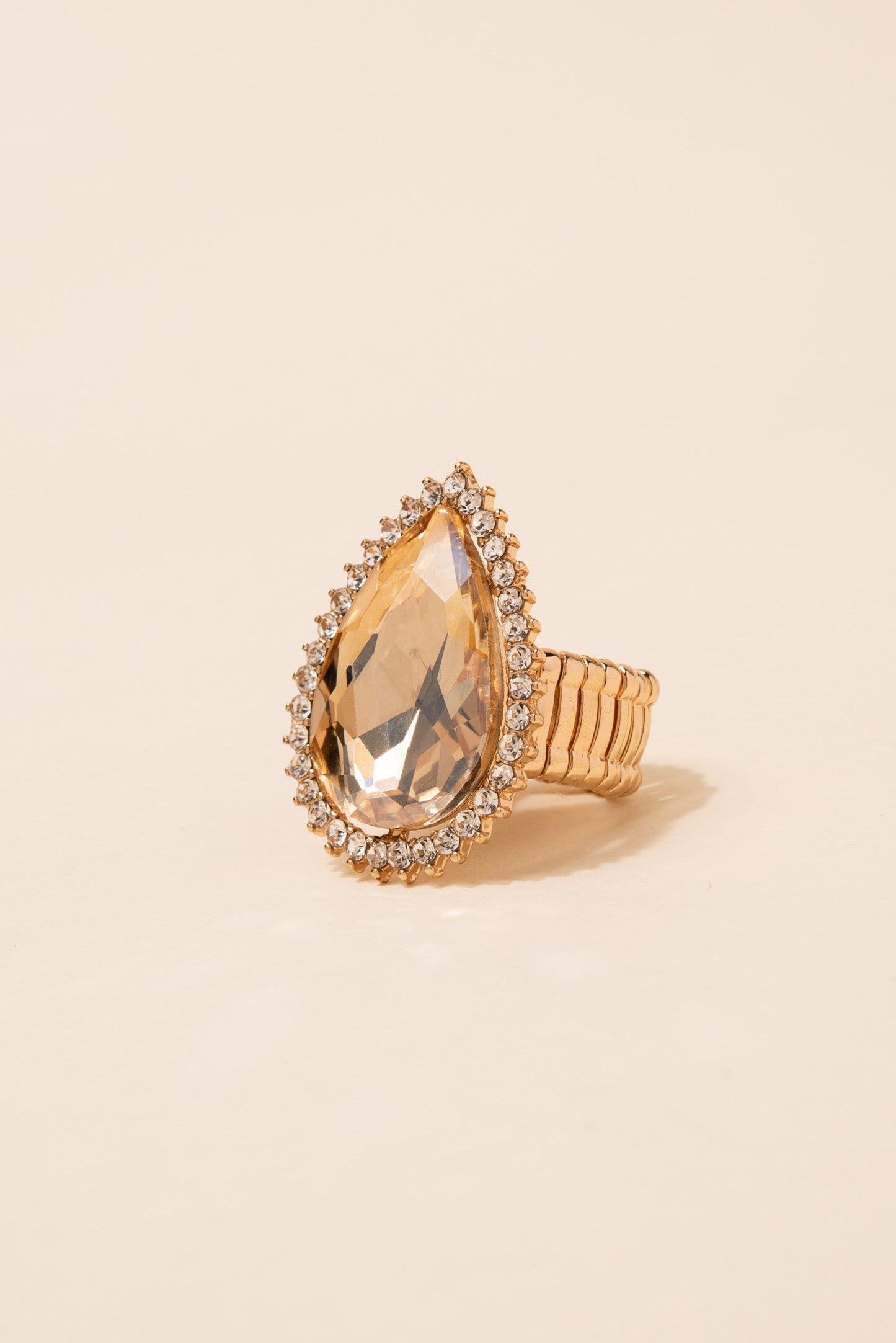 Lila Teardrop Gem with Halo Stretch Ring