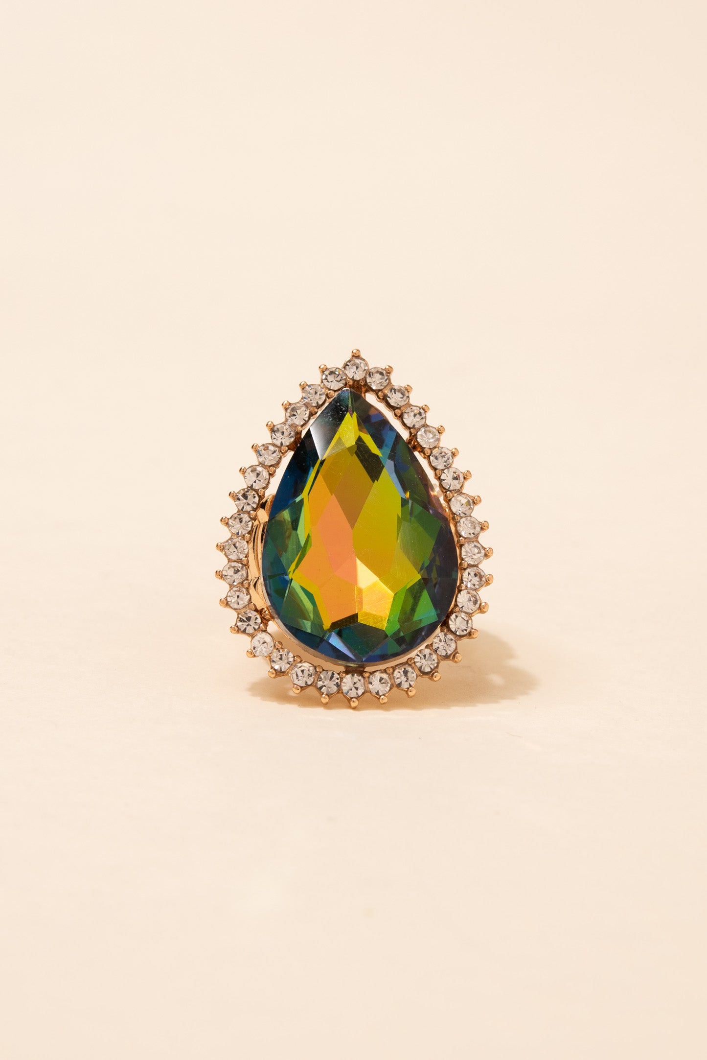 Lila Teardrop Gem with Halo Stretch Ring