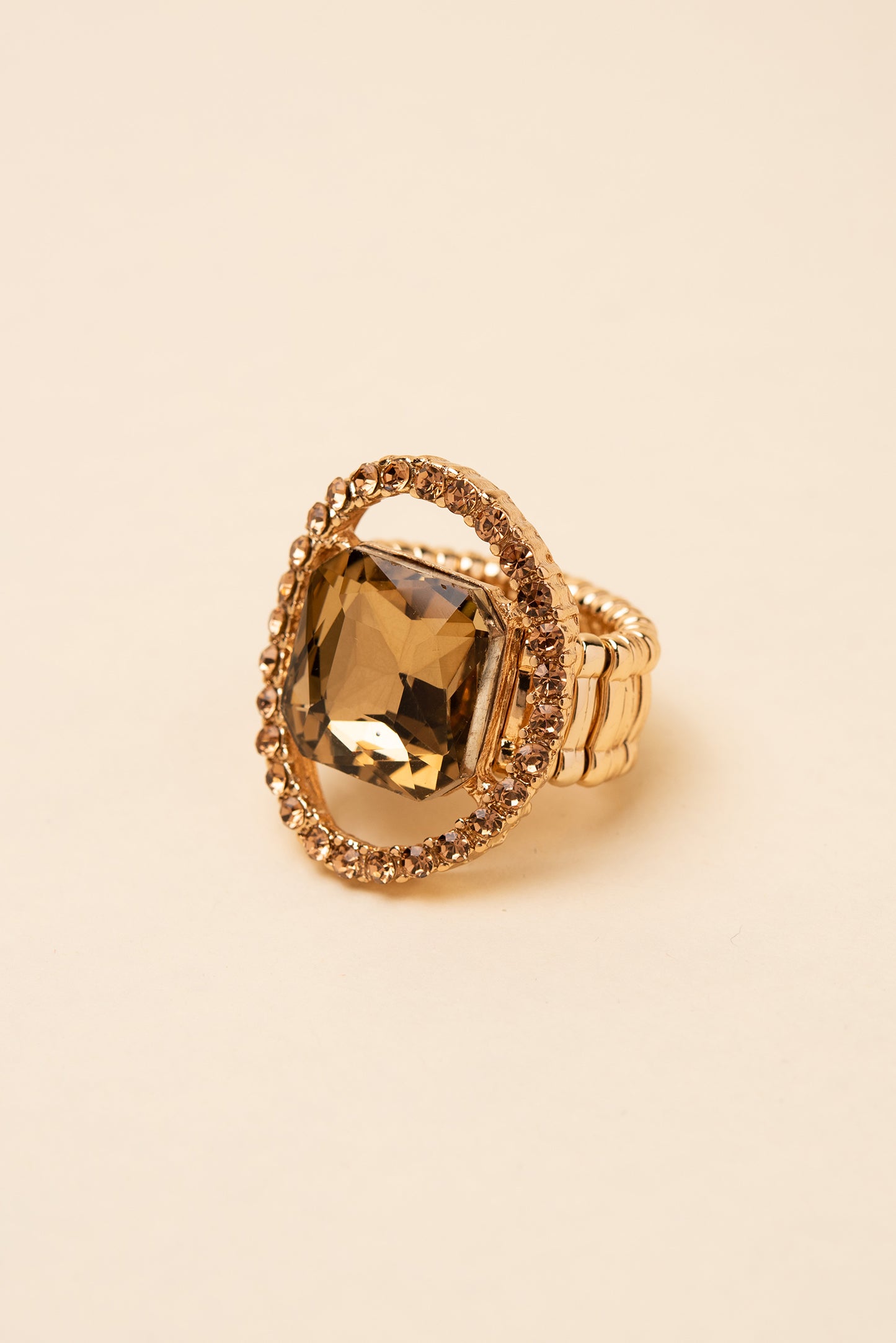 Gianna Square Crystal & Halo Stretch Ring