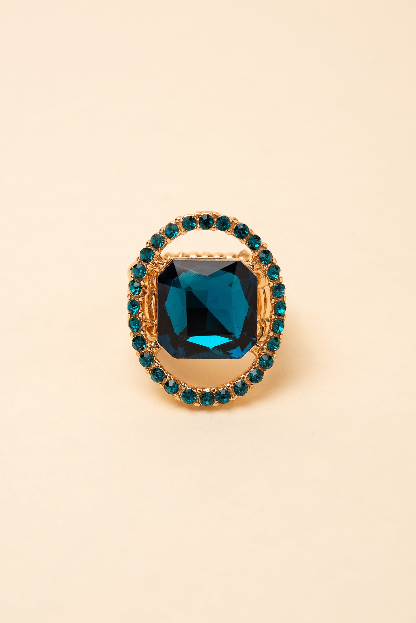 Gianna Square Crystal & Halo Stretch Ring
