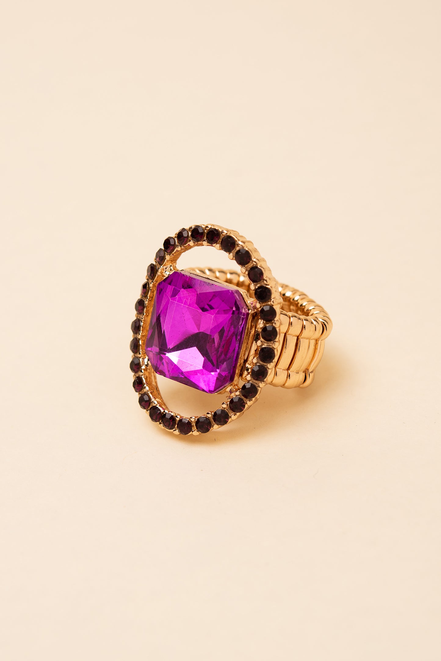 Gianna Square Crystal & Halo Stretch Ring