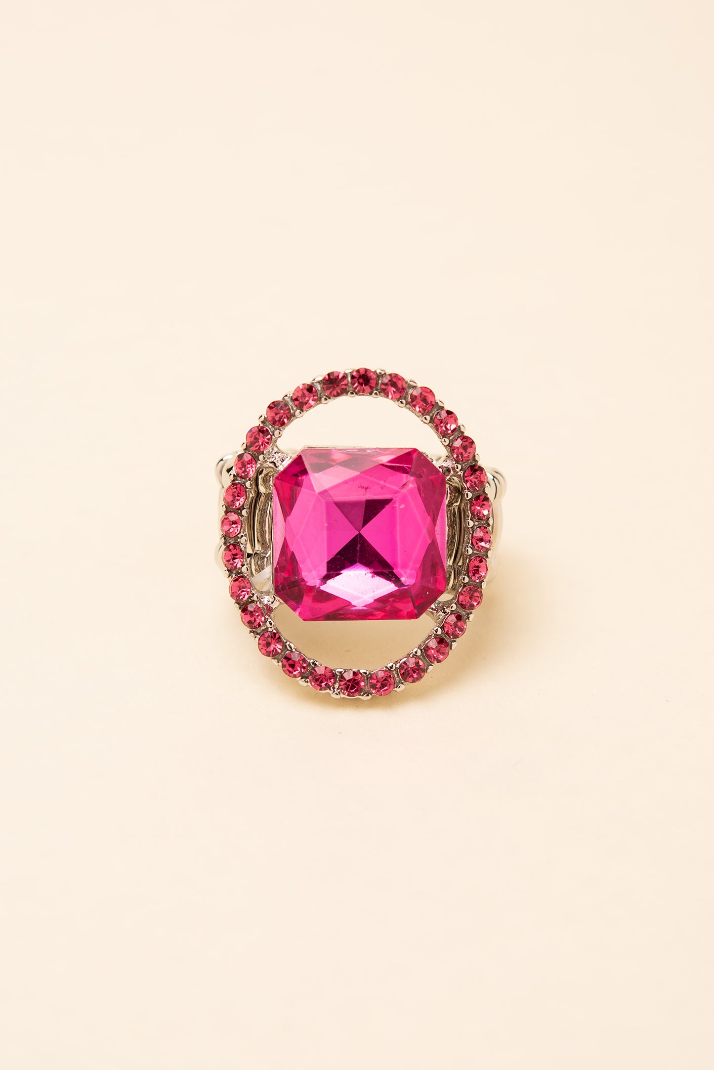 Gianna Square Crystal & Halo Stretch Ring