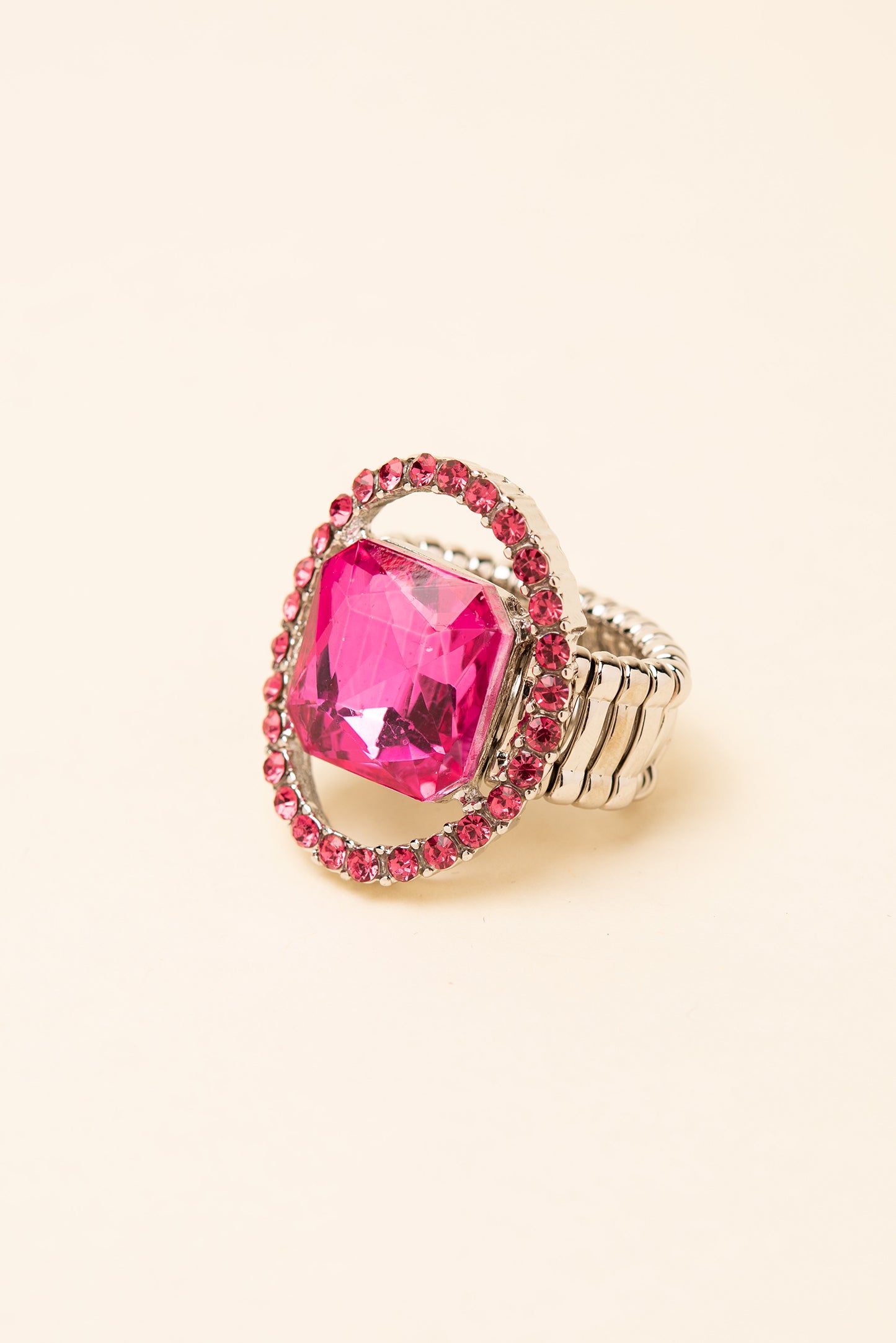 Gianna Square Crystal & Halo Stretch Ring