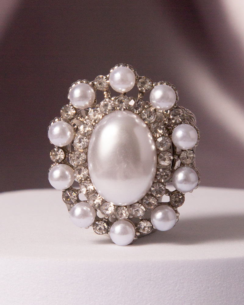 Celine Oval Crystal Sunburst Double Halo Stretch Ring