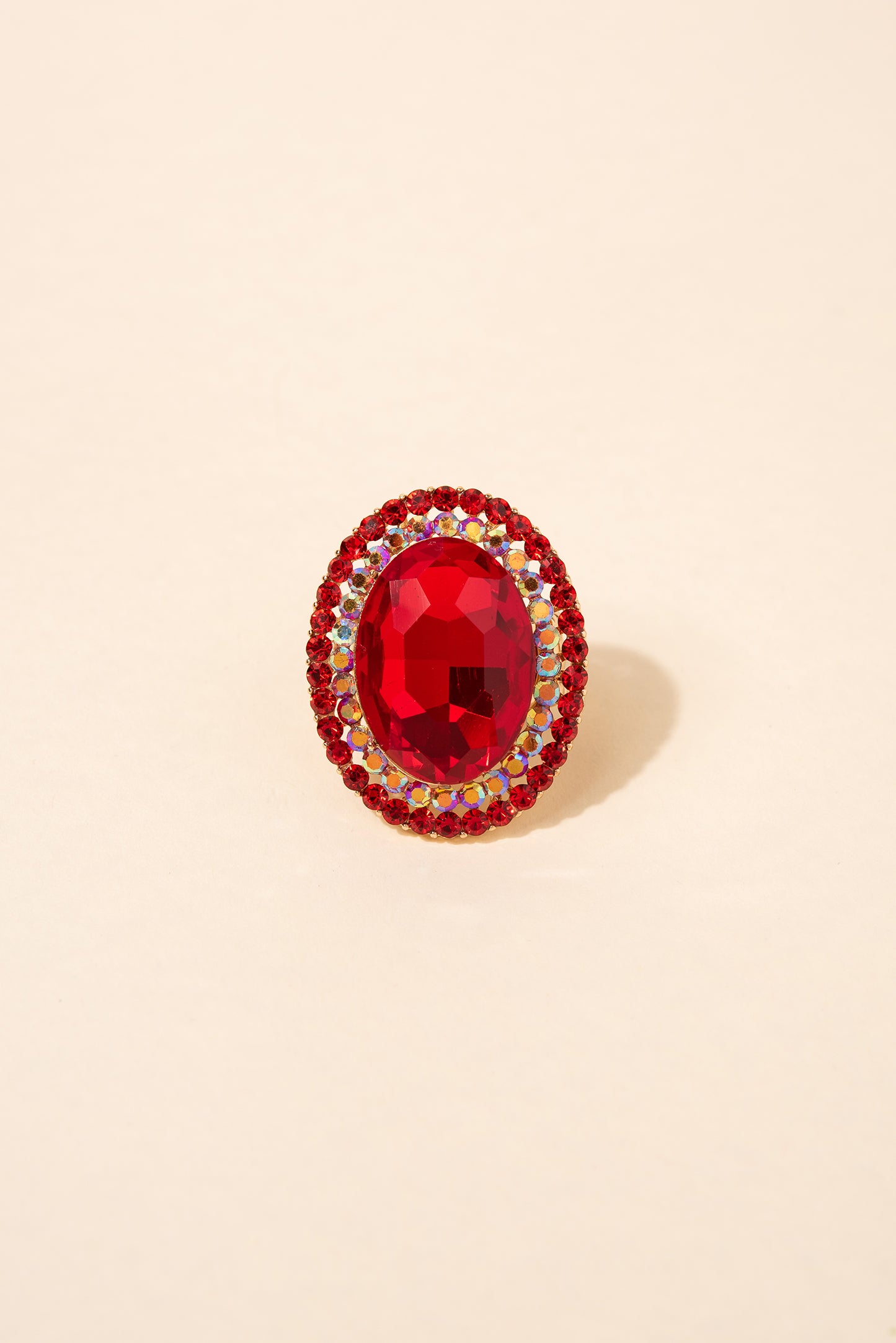 Miriam Oval Stone & Double Halo Stretch Ring