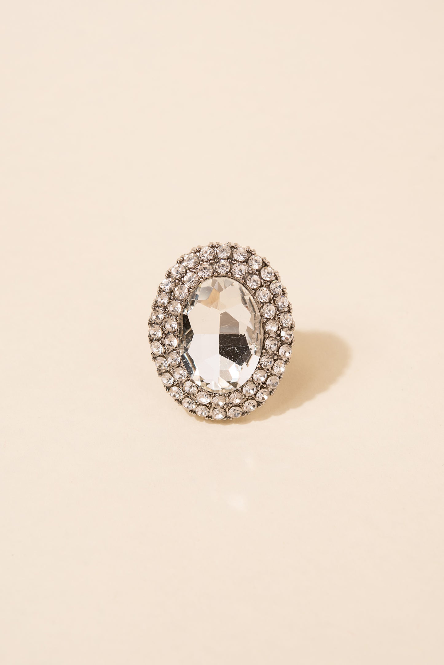 Miriam Oval Stone & Double Halo Stretch Ring