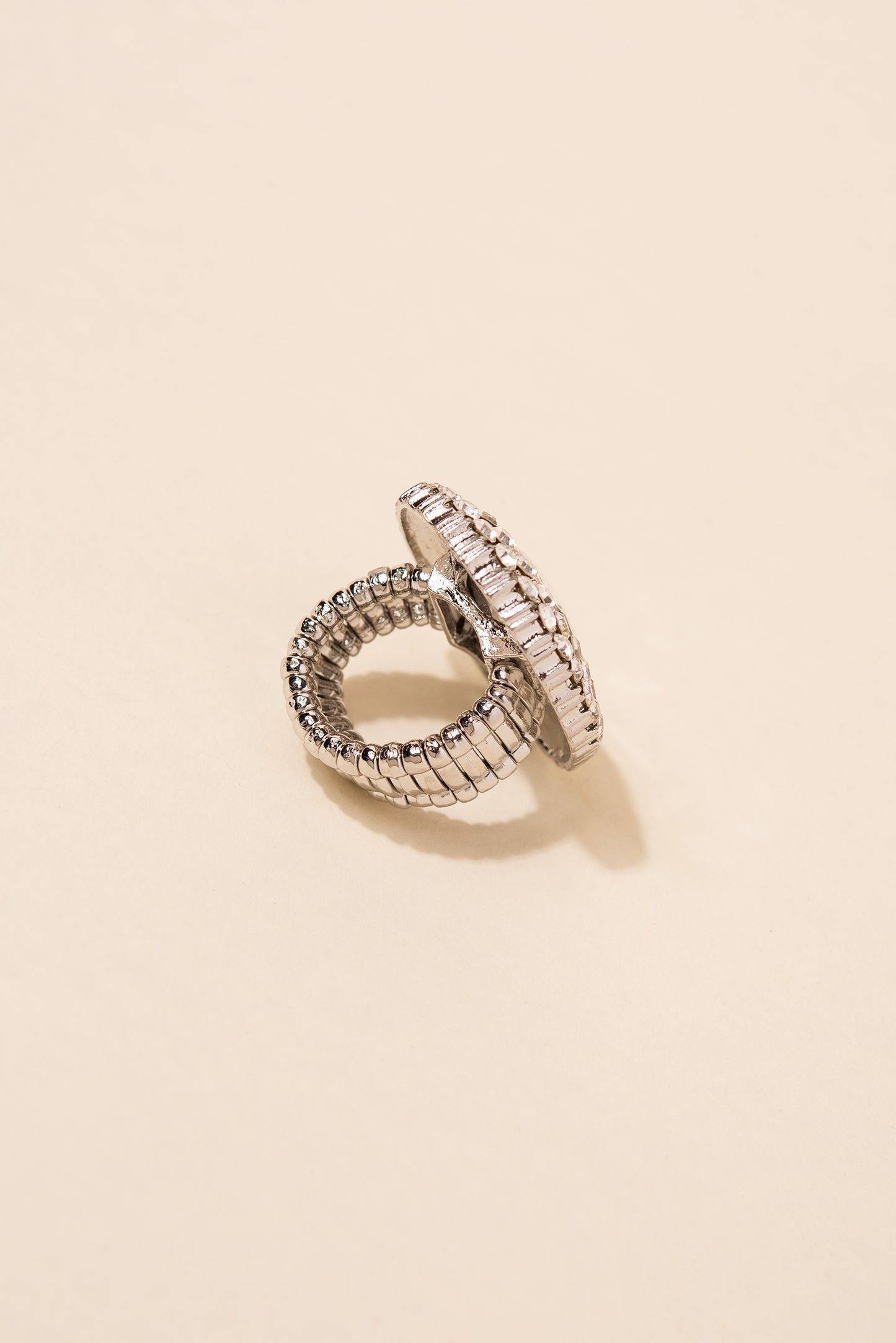 Miriam Oval Stone & Double Halo Stretch Ring
