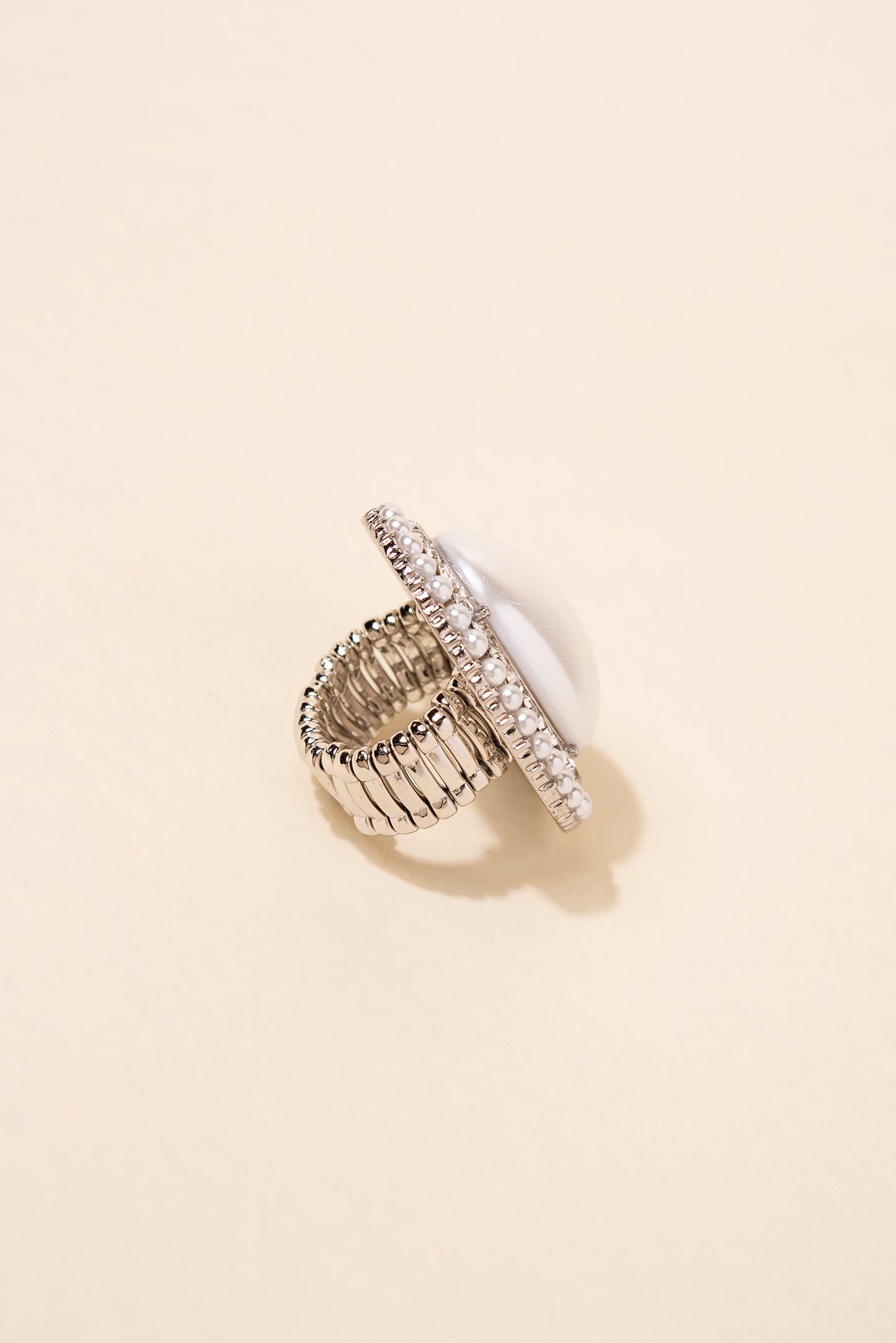 Miriam Oval Stone & Double Halo Stretch Ring