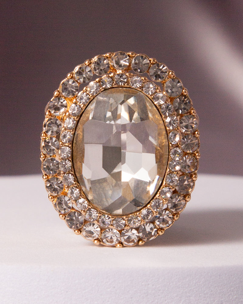Luna Oval Rhinestone Crystal Stretch Ring