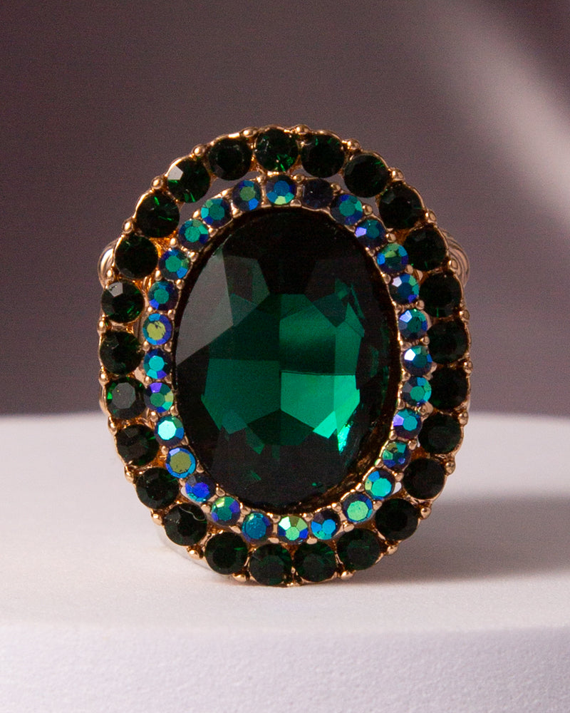 Luna Oval Rhinestone Crystal Stretch Ring