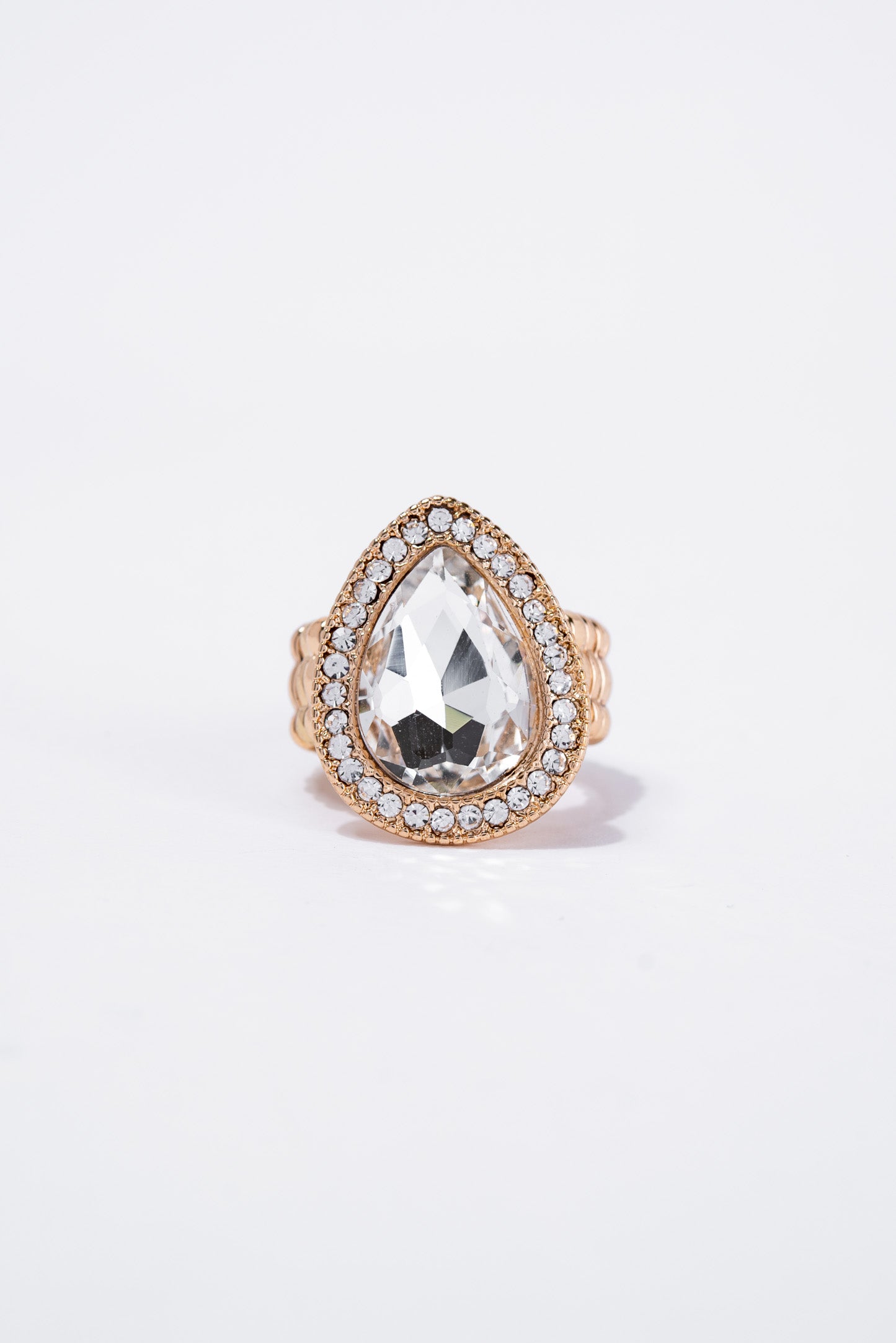 Deliah Teardrop Rhinestone Stretch Ring