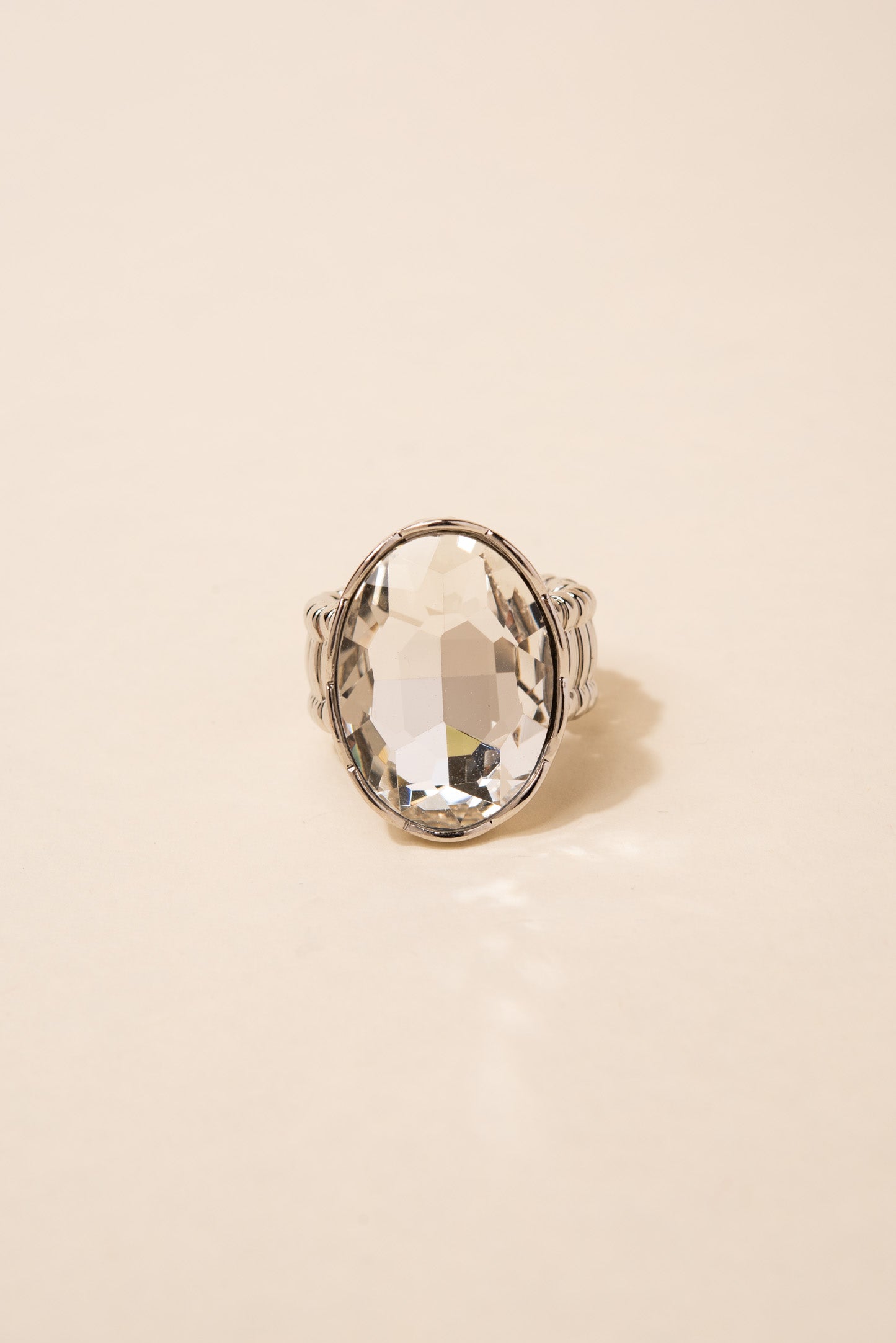 Demi Oval Rhinestone Gem Stretch Ring