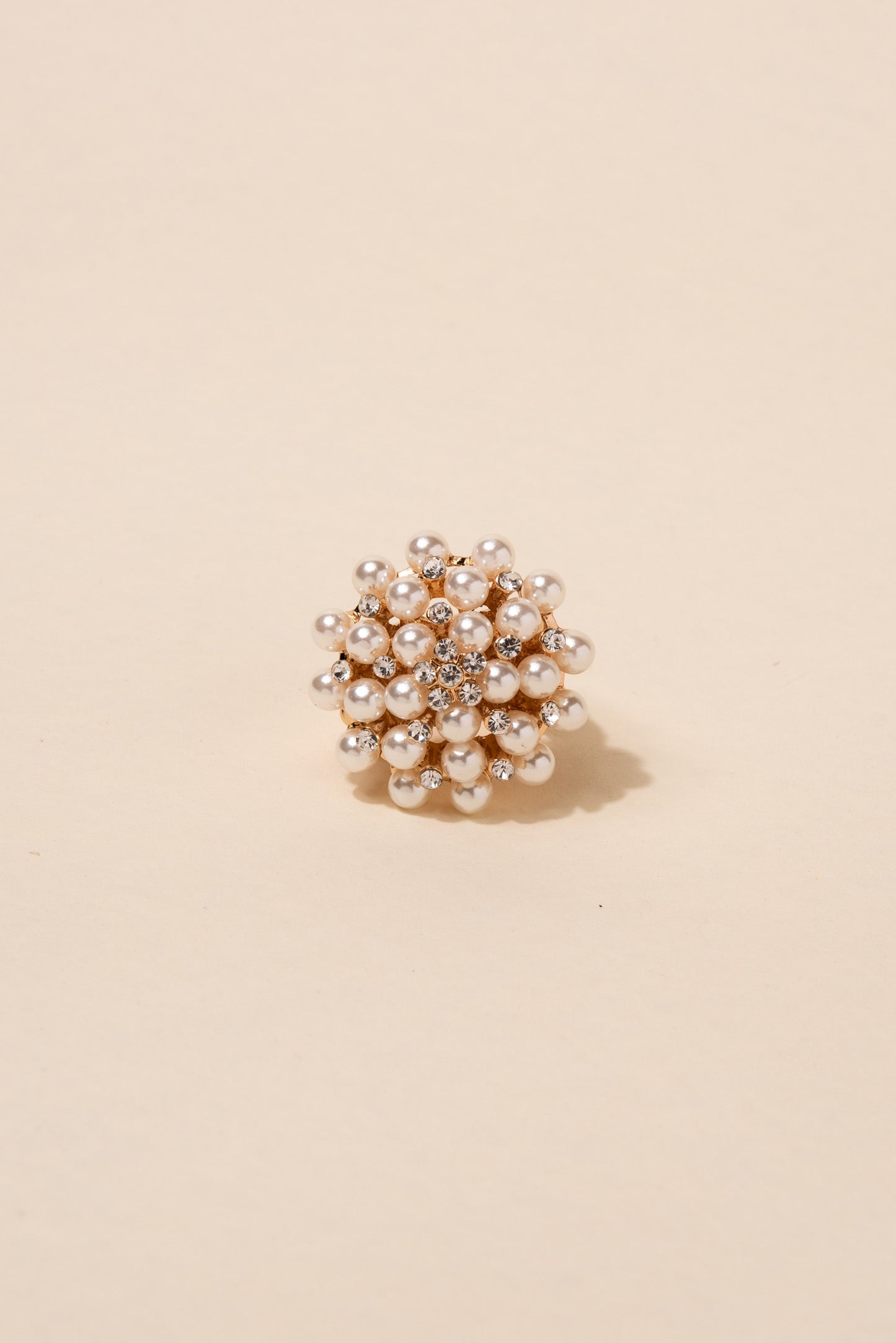 Dorothy Pearl & Rhinestone Round Stretch Ring