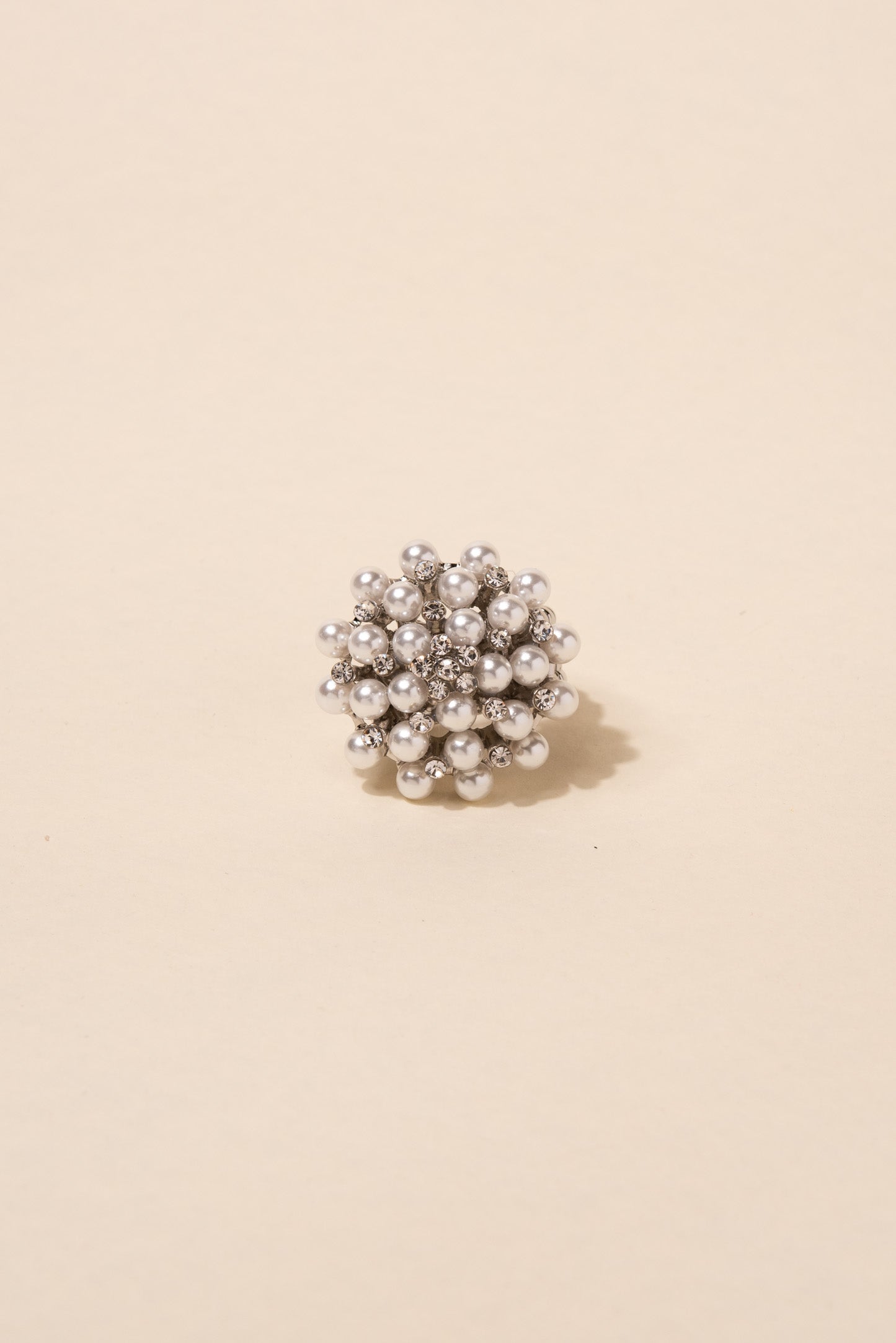 Dorothy Pearl & Rhinestone Round Stretch Ring