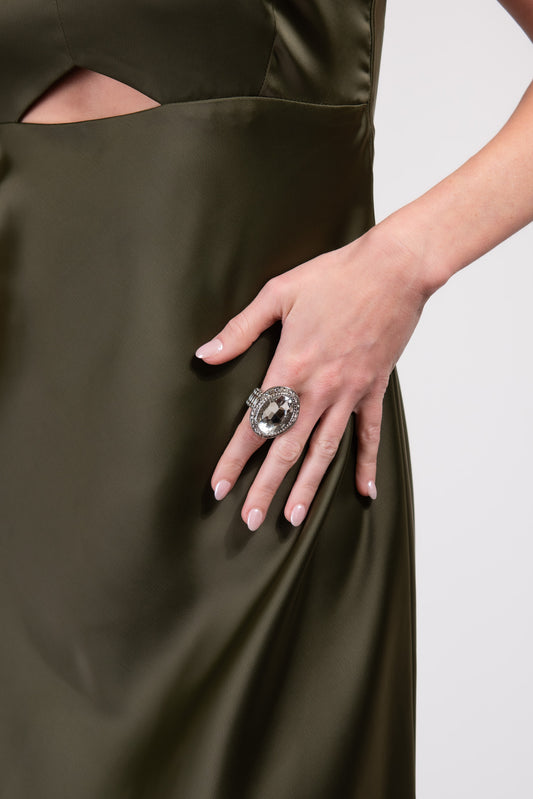 Katie Glam Rhinestone Ring | Silver