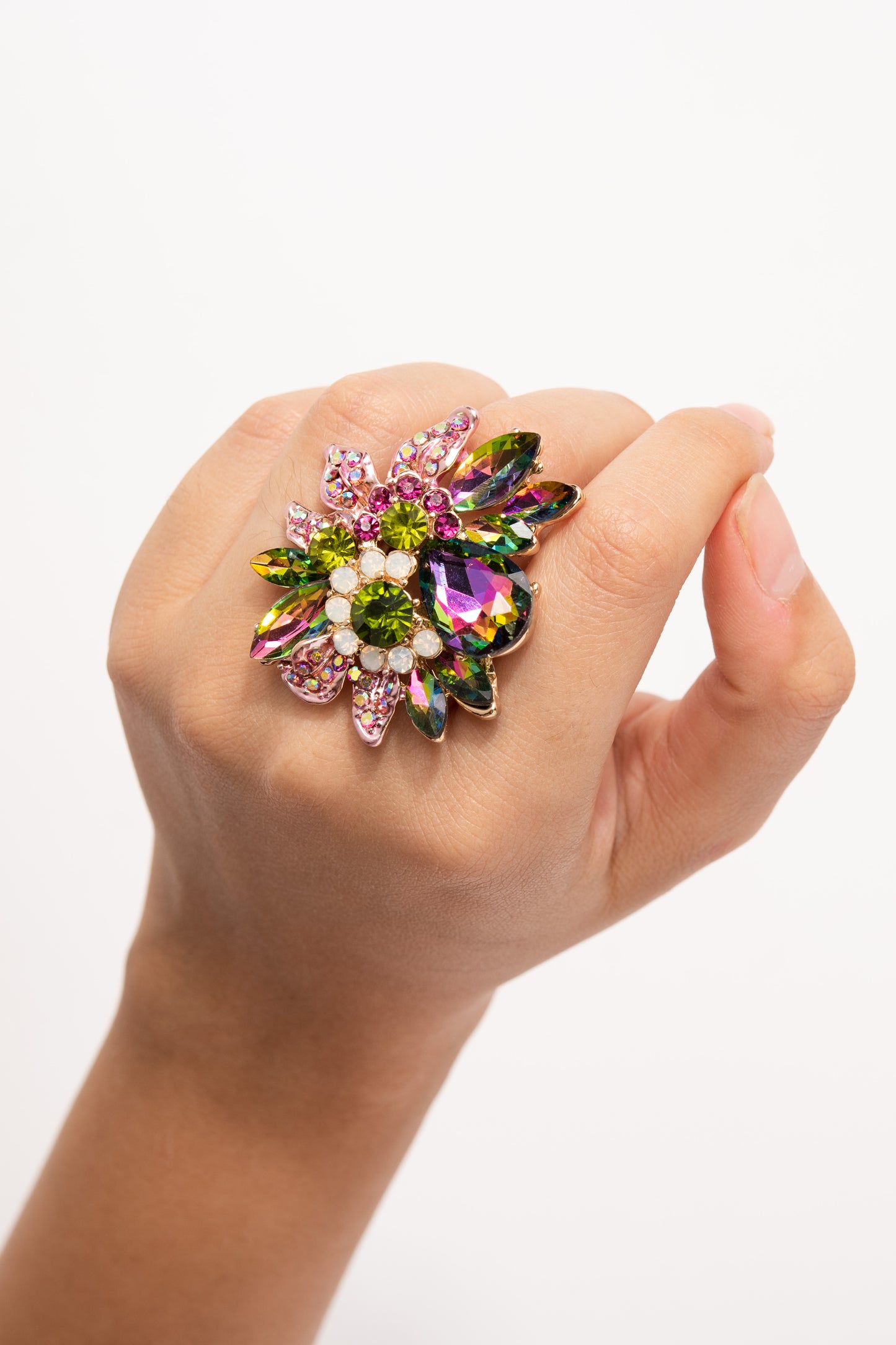 Willa Floral Rhinestone Ring