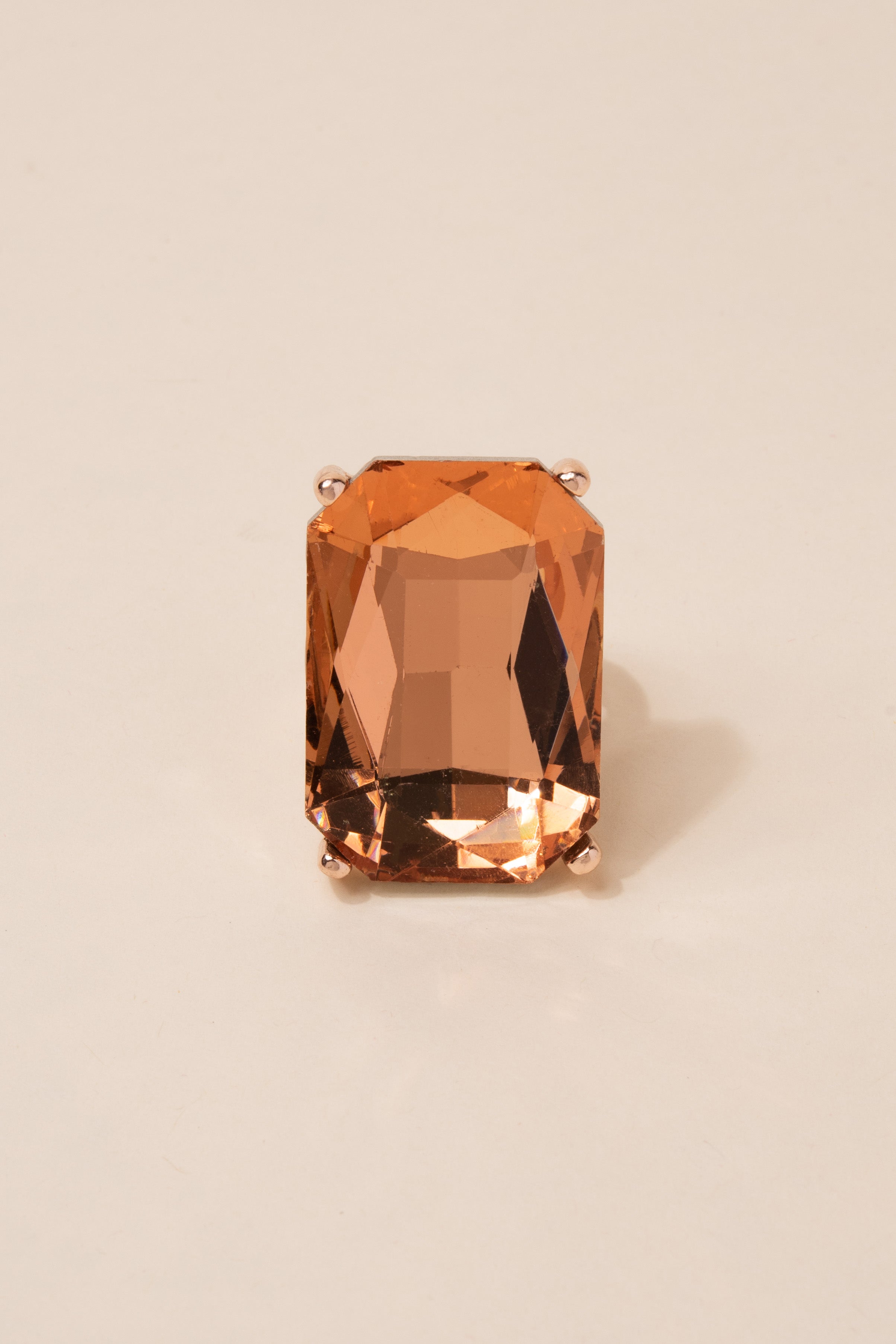Milana Statement Rhinestone Gem Ring | Peach