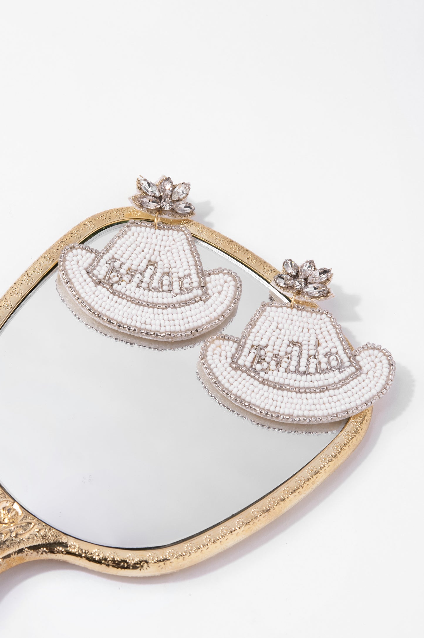 BRIDE Bead and Rhinestone Cowgirl Hat Earrings