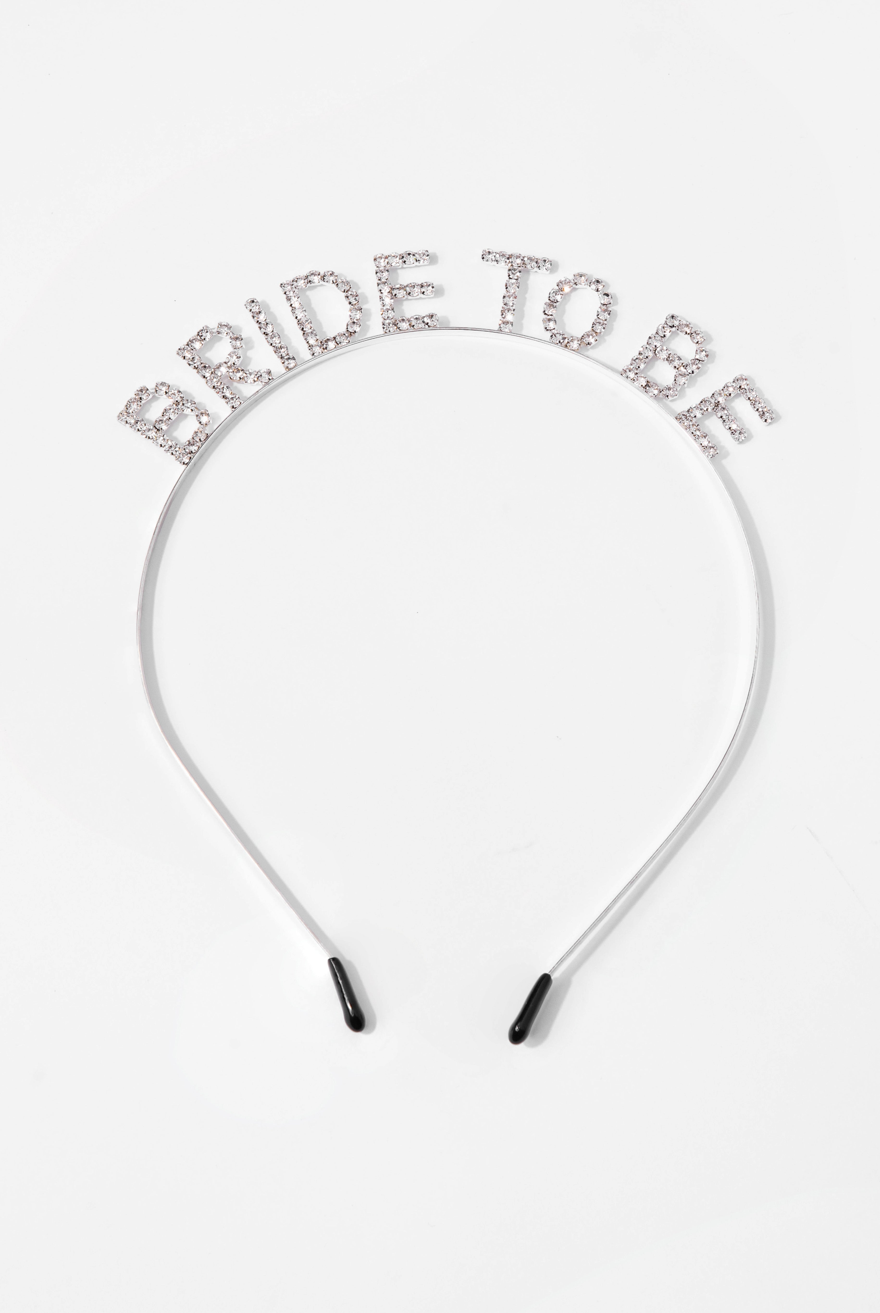 Small BRIDE TO BE Rhinestone Headband | Silver