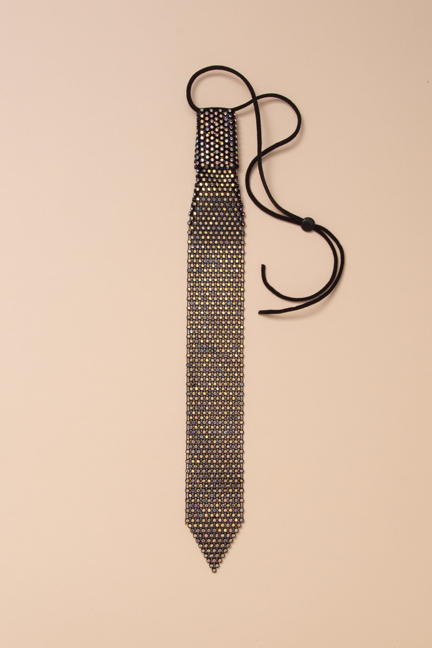 Samantha Necktie with Rhinestones and Adjustable Strap | Iridescent