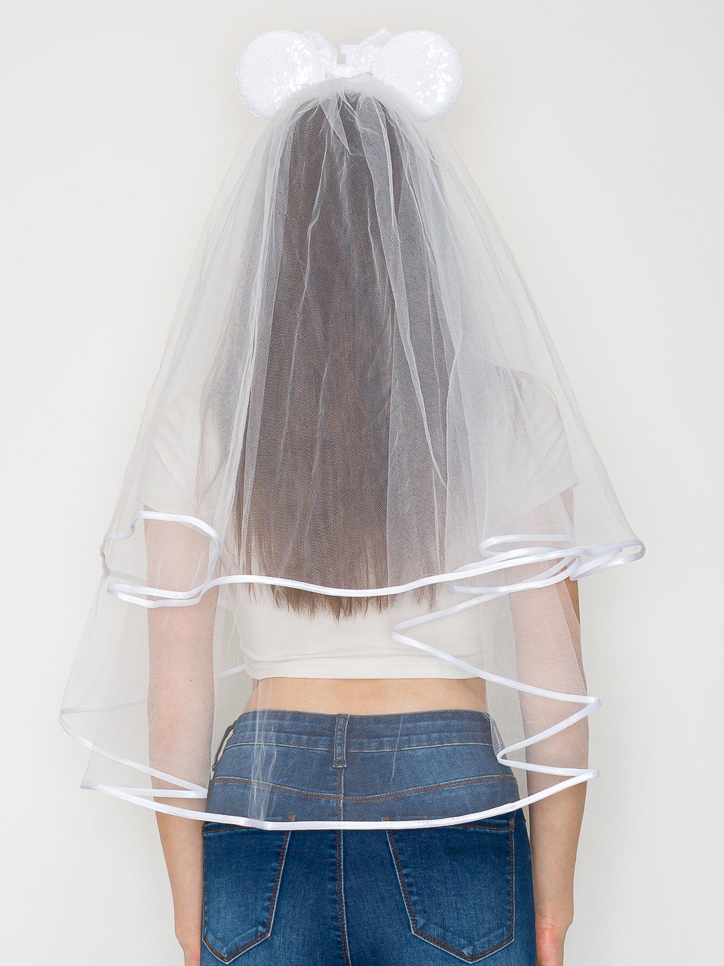 Ruby Bridal Wedding Headband Featuring Pearl Lettering Tulle Veil