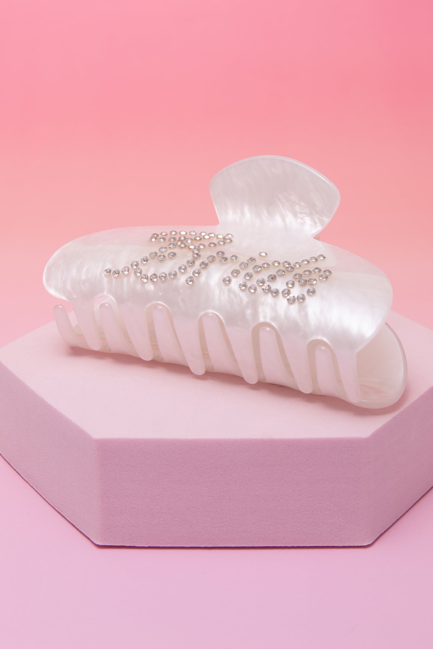 Audrey "Bride" Rhinestone Embellished White Pearlescent Hair Clip
