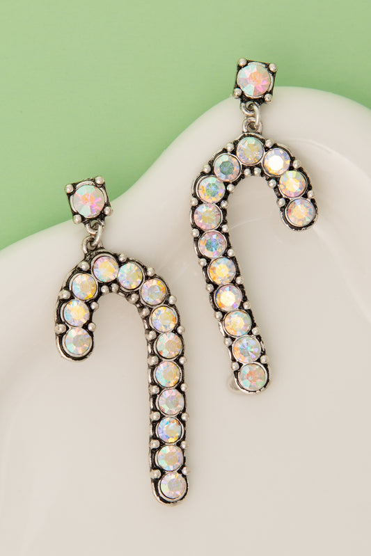 Elizabeth Western Christmas Candy Cane Post Earrings | Iridescent
