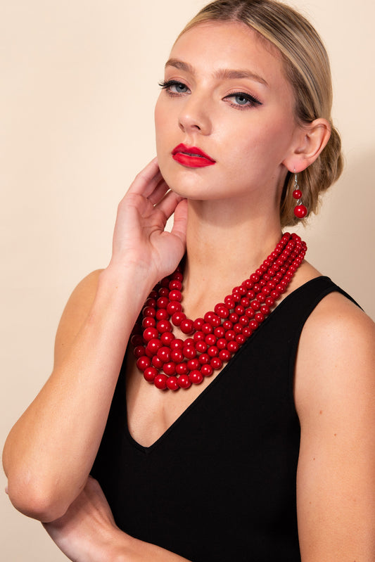 Elsie 5-Strand Pearl Necklace & Earring Set