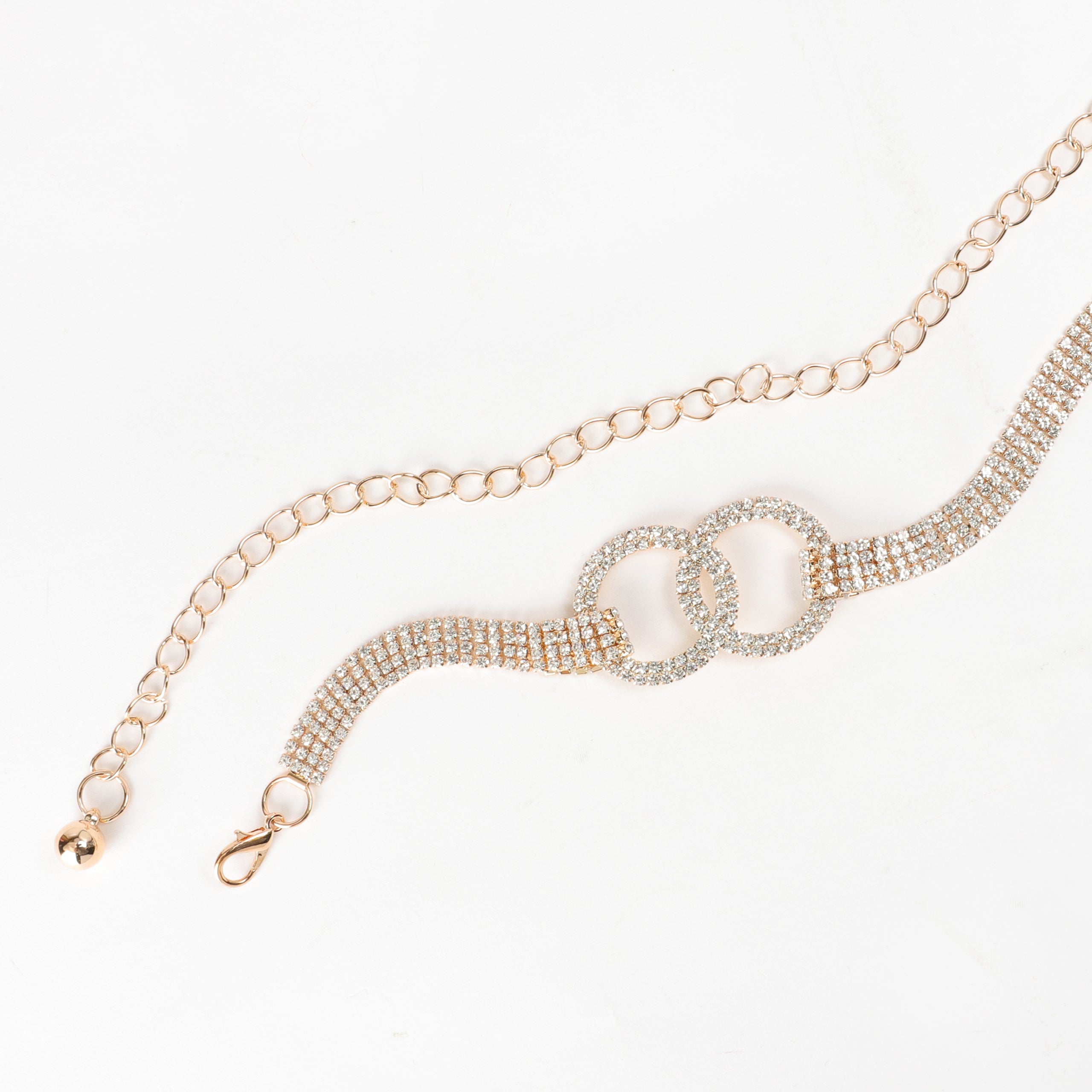 Adalynn Double O-Ring Rhinestone Chain Belt - Gold | Default Title