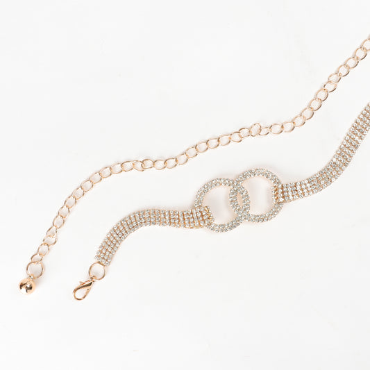 Adalynn Double O-Ring Rhinestone Chain Belt - Gold | Default Title