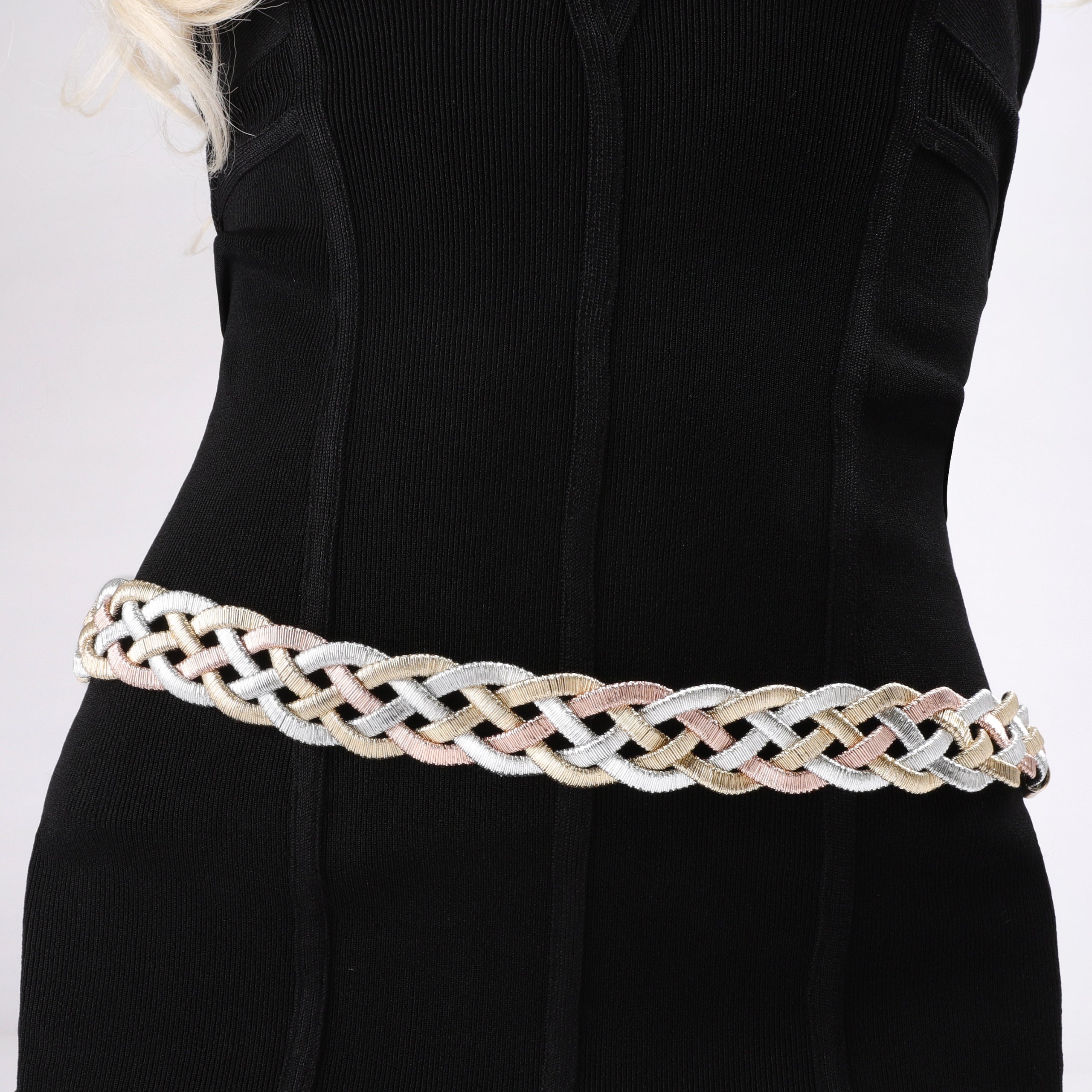 Hadley Metallic Woven Cord Belt - Multicolor