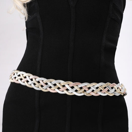 Hadley Metallic Woven Cord Belt - Multicolor