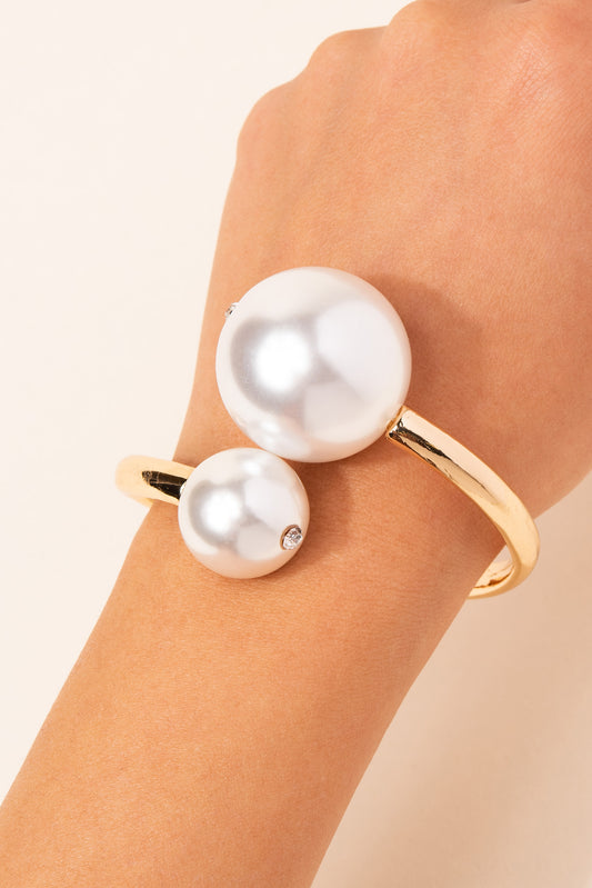 Hinged Double Pearl Bracelet | Gold