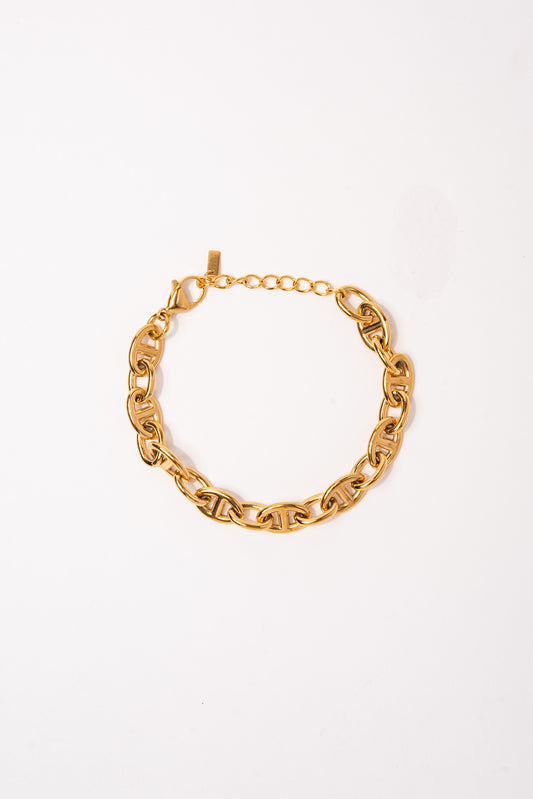 Gold Plated Stainless Steel Anchor Chain Bracelet - Gold