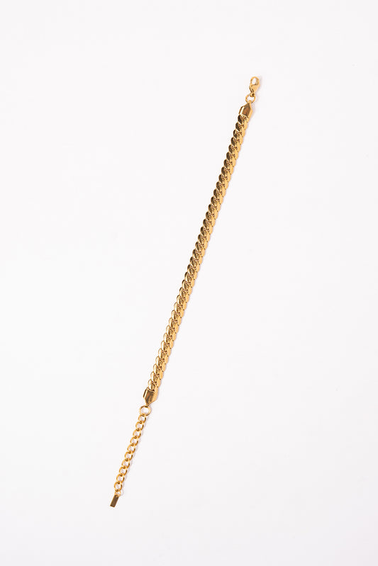 Stainless Steel Cuban Link Chain Bracelet - Gold